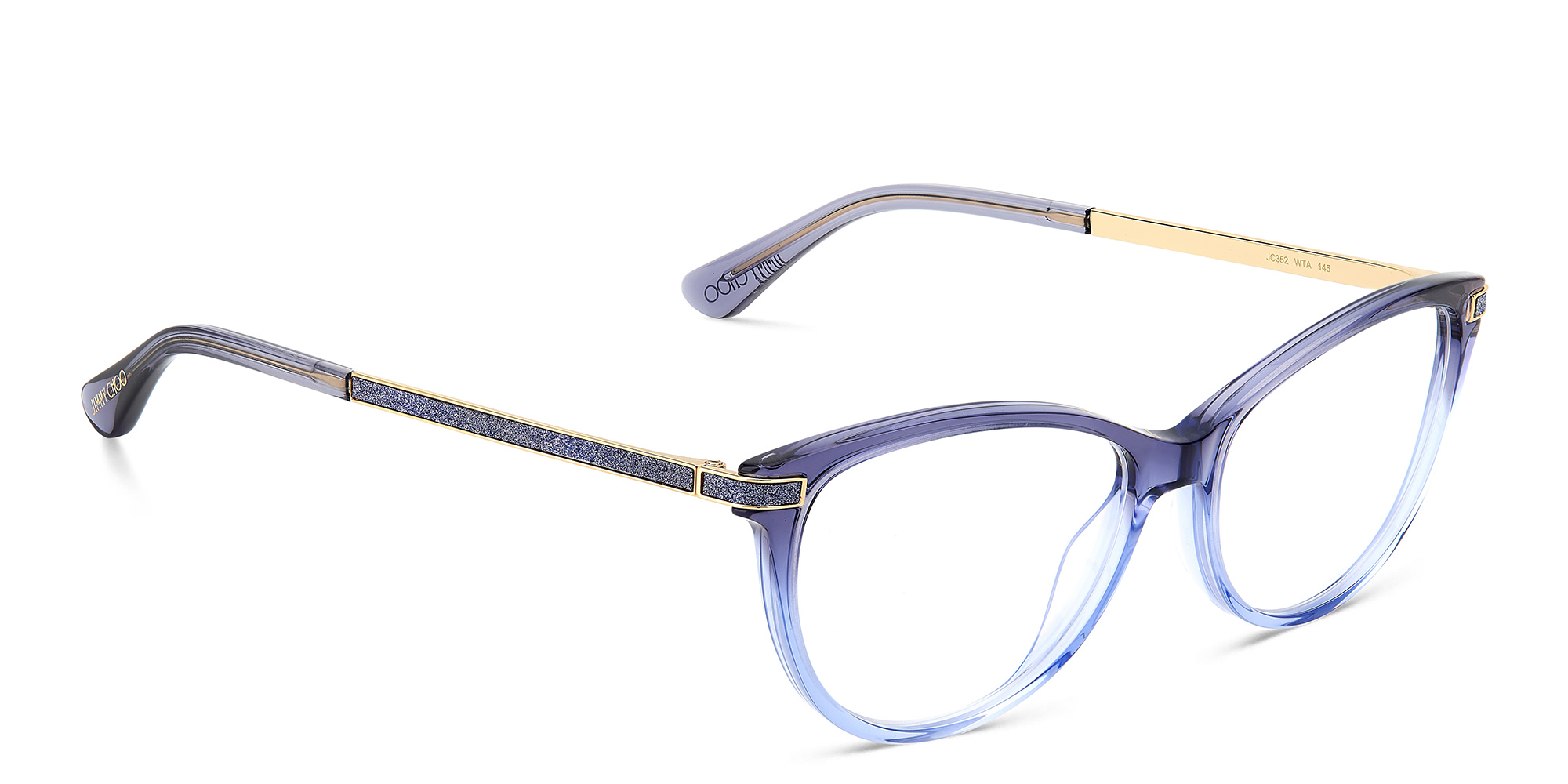 Shop JIMMY CHOO Rectangle Eyeglasses in Blue Shaded online.