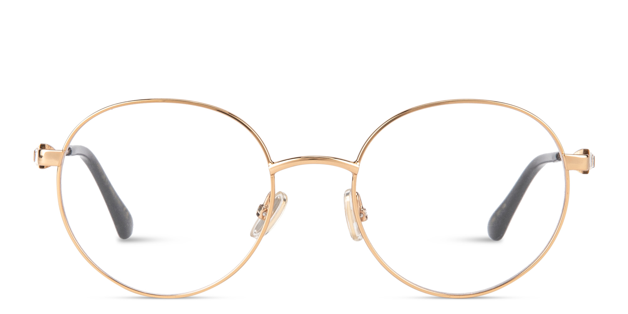 Shop JIMMY CHOO Crystal & Glitter Panthos Eyeglasses in Rose Gold online.