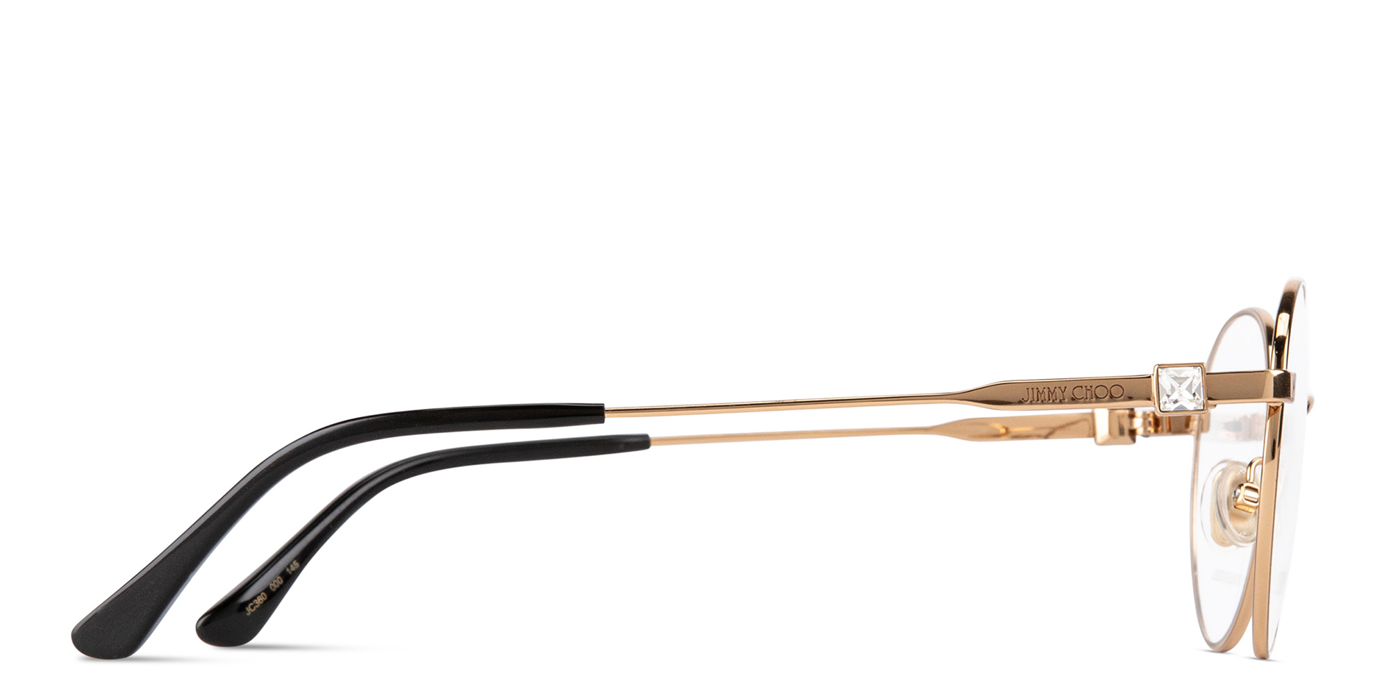 Shop JIMMY CHOO Crystal & Glitter Panthos Eyeglasses in Rose Gold online.