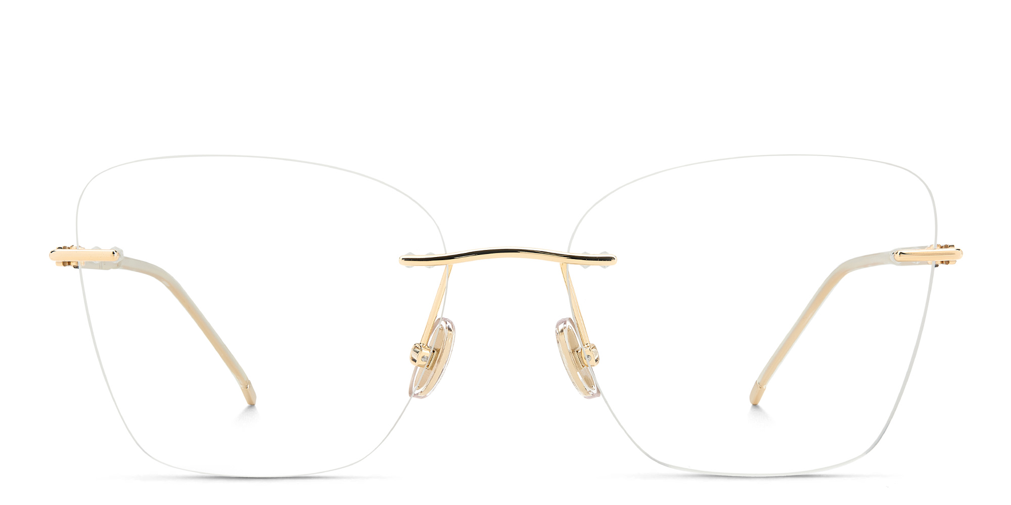 JIMMY CHOO Wide Rimless Cat-Eye Eyeglasses in Gold – Product Photo 1