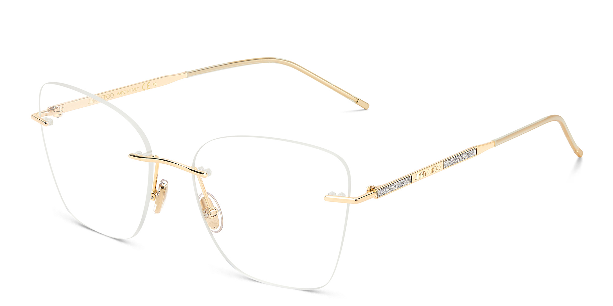 JIMMY CHOO Wide Rimless Cat-Eye Eyeglasses in Gold – Product Photo 2