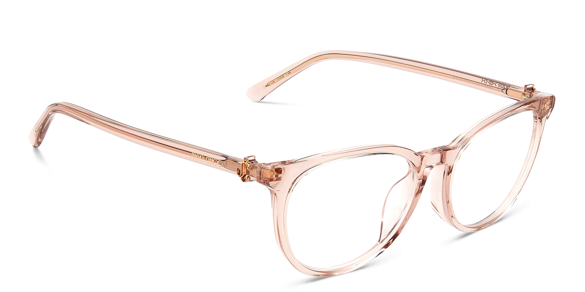 Shop JIMMY CHOO Rectangle Eyeglasses in Pink online.
