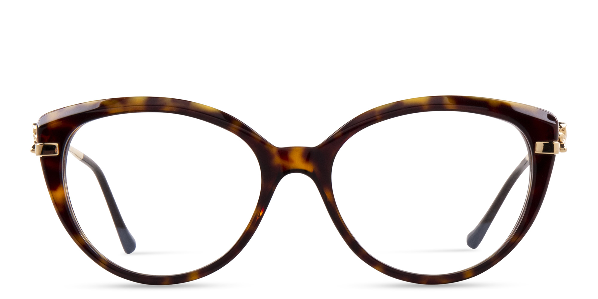 Shop Cartier Panthère de Cartier Cat-Eye Eyeglasses in Havana online.