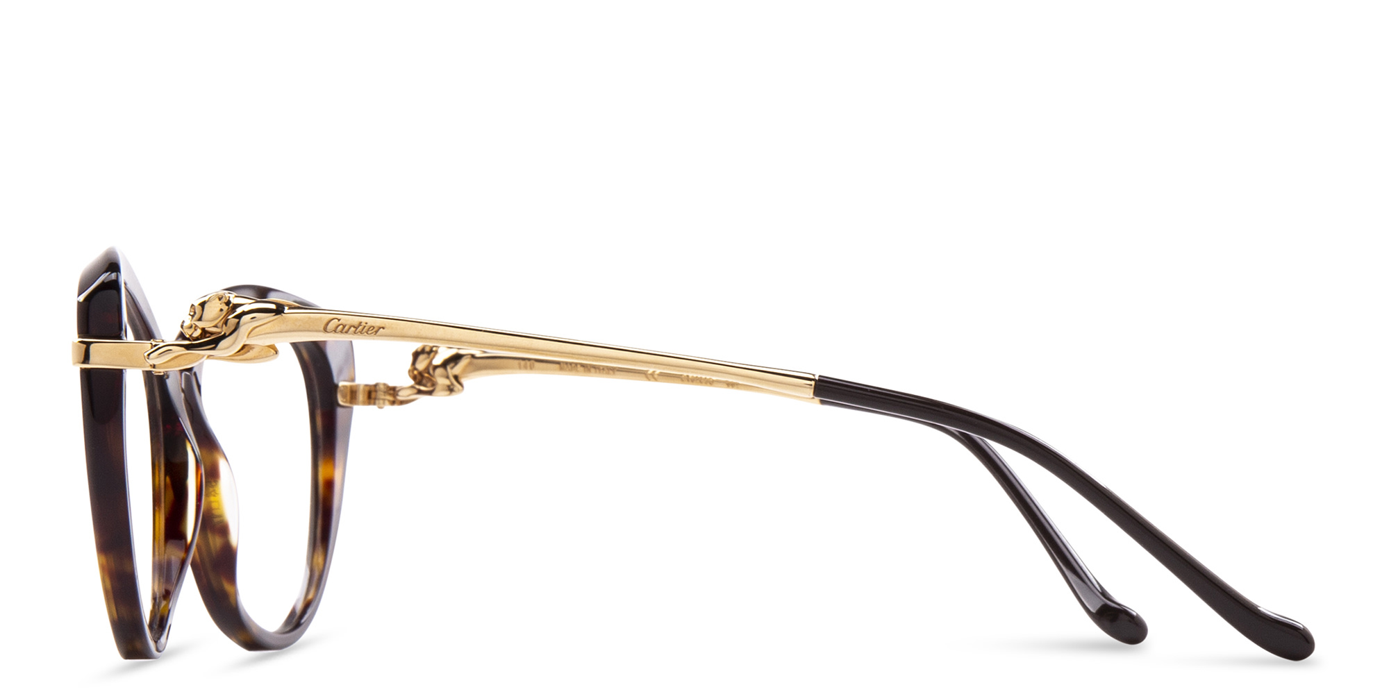 Shop Cartier Panthère de Cartier Cat-Eye Eyeglasses in Havana online.