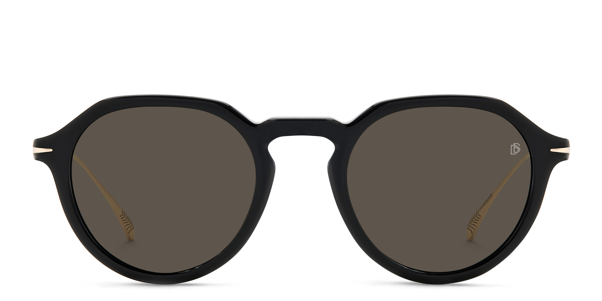 DAVID BECKHAM Round Sunglasses in Black Gold – Product Photo 1