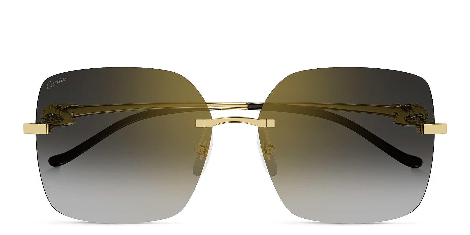 Shop Cartier Panthère de Cartier Square Sunglasses in Gold online.