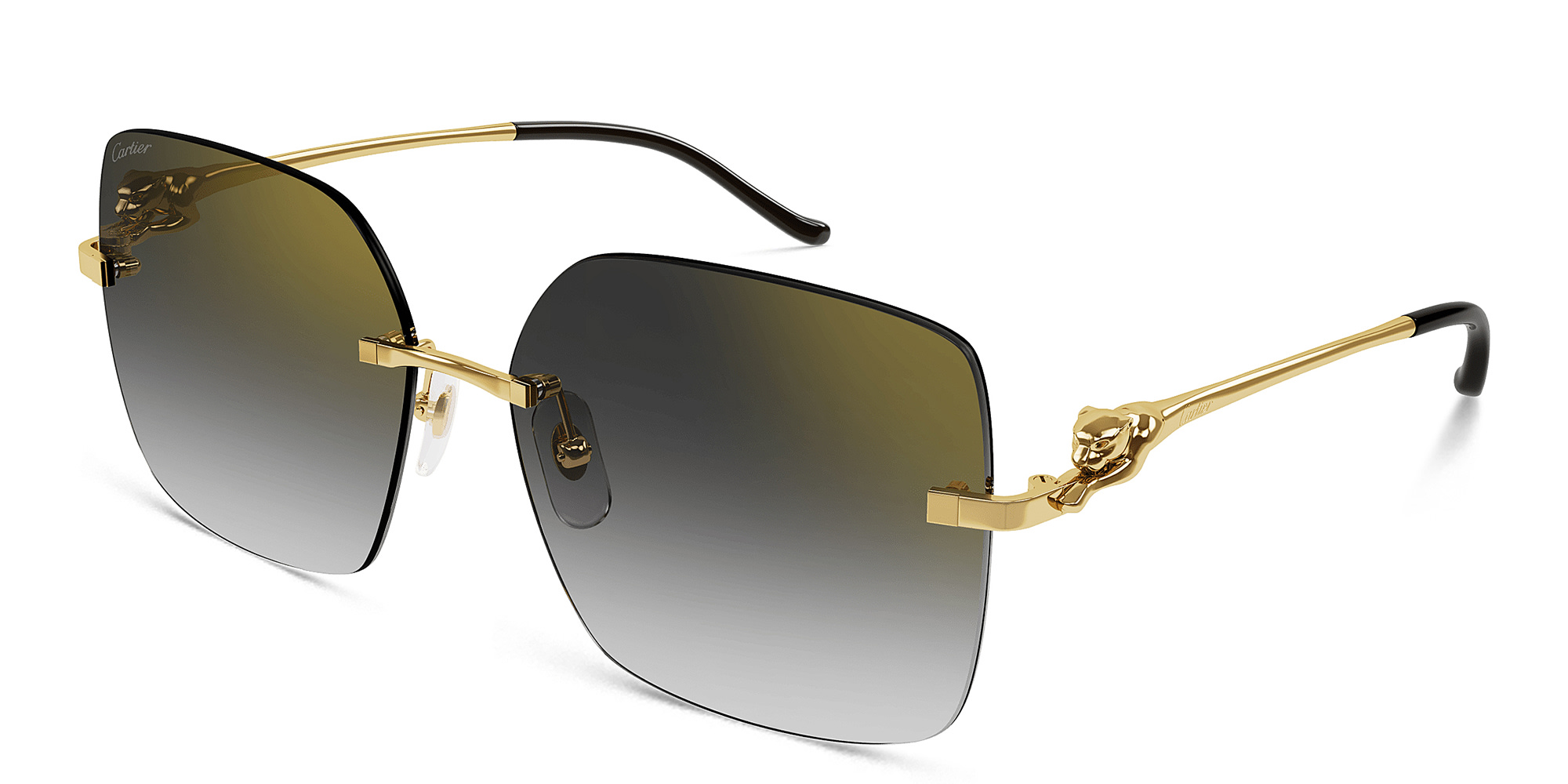 Shop Cartier Panthère de Cartier Square Sunglasses in Gold online.