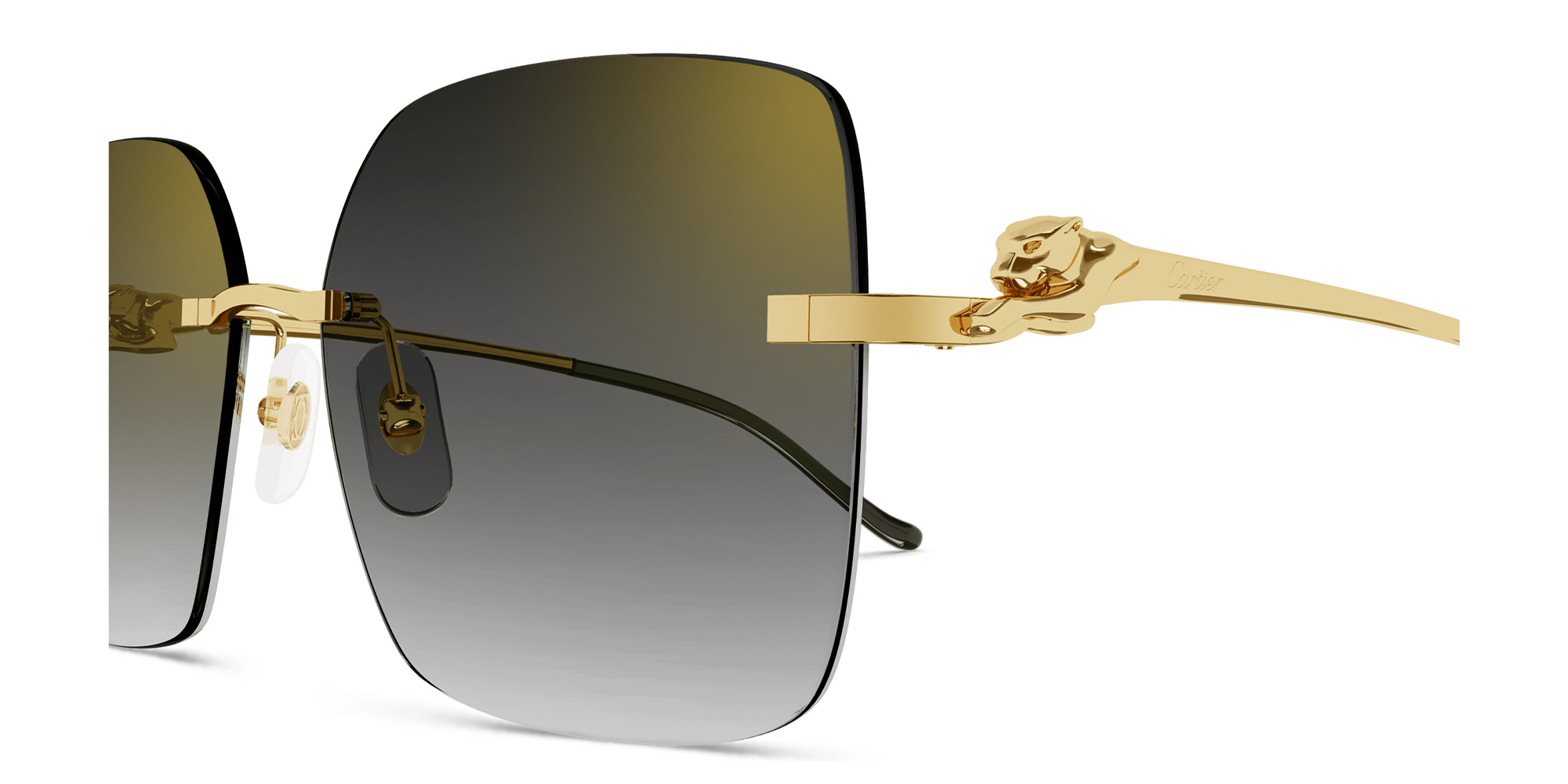 Shop Cartier Panthère de Cartier Square Sunglasses in Gold online.