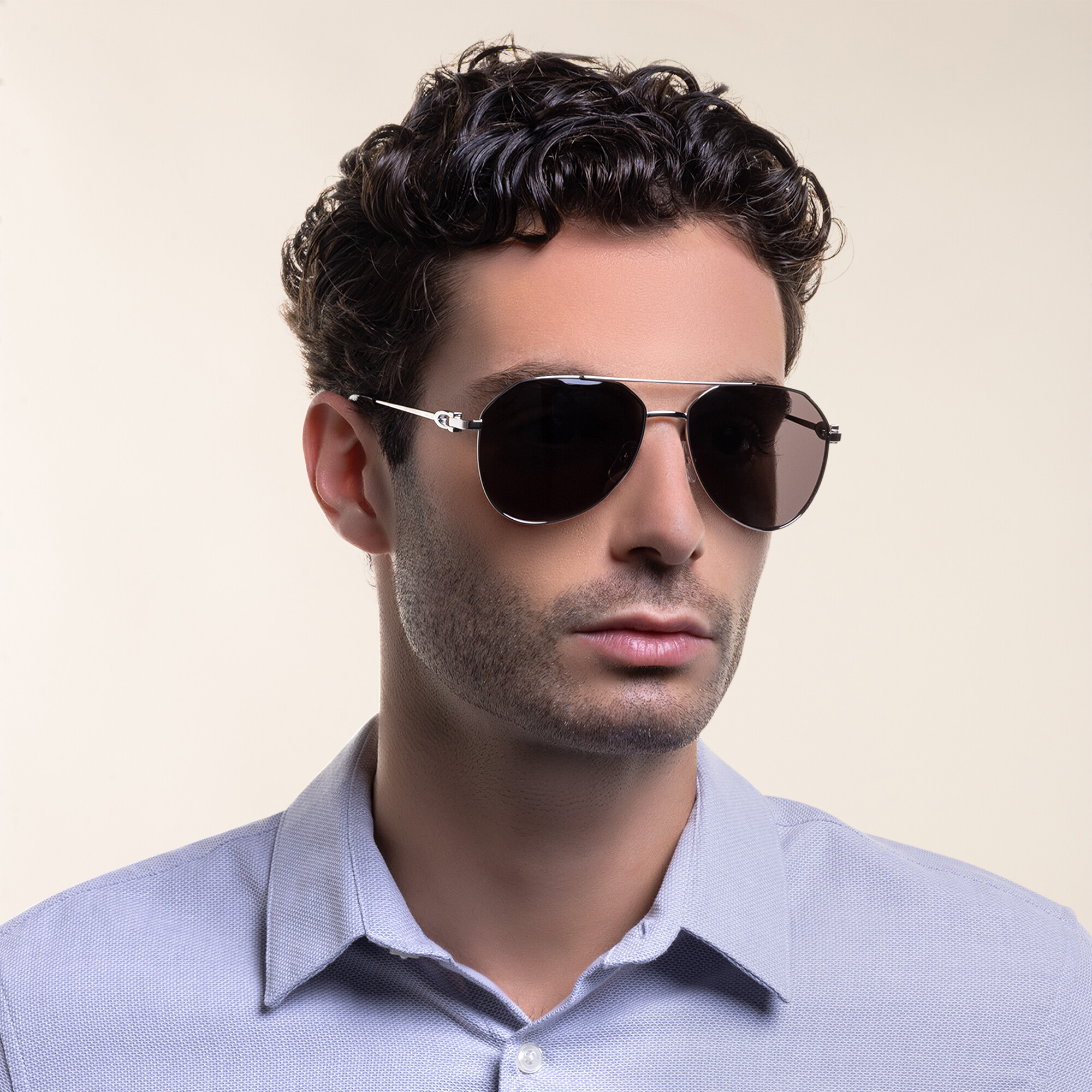 Cartier Signature C de Cartier Pilot Sunglasses in Silver – Product Photo 6