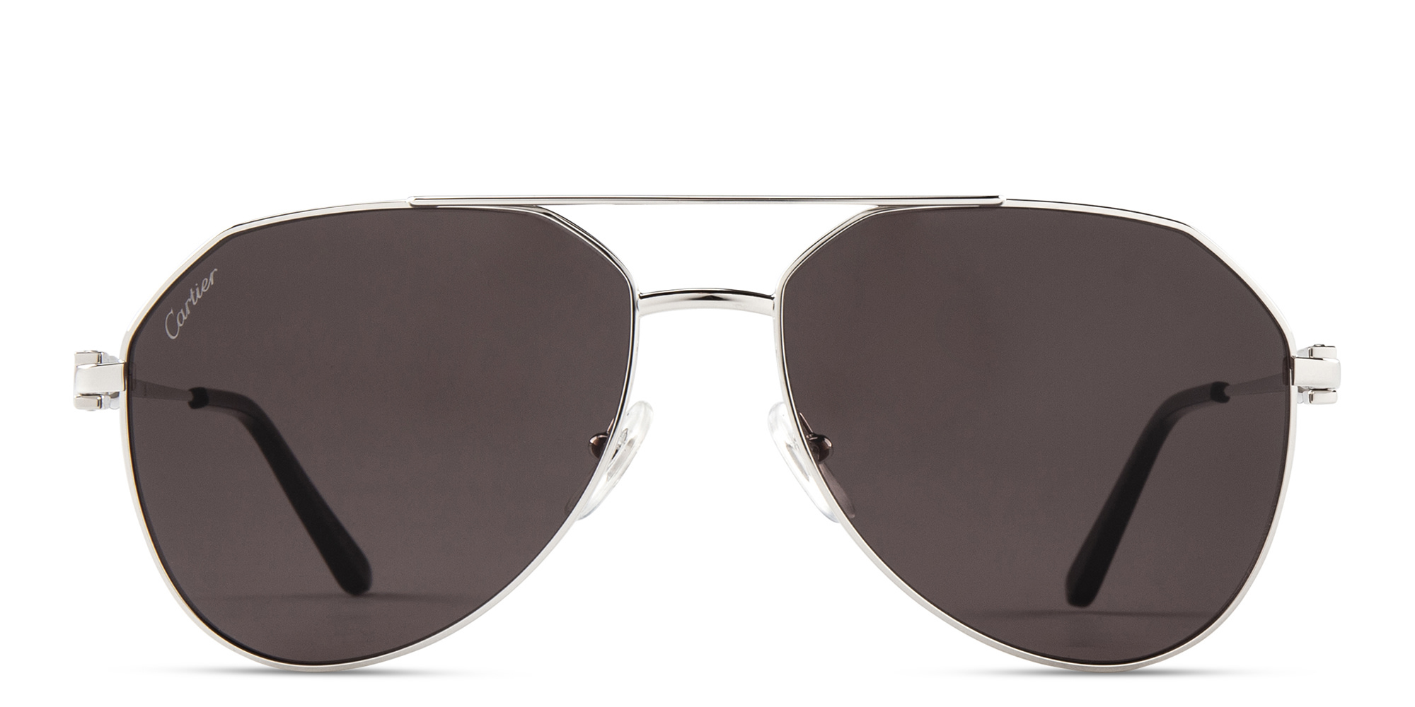 Cartier Signature C de Cartier Pilot Sunglasses in Silver – Product Photo 1