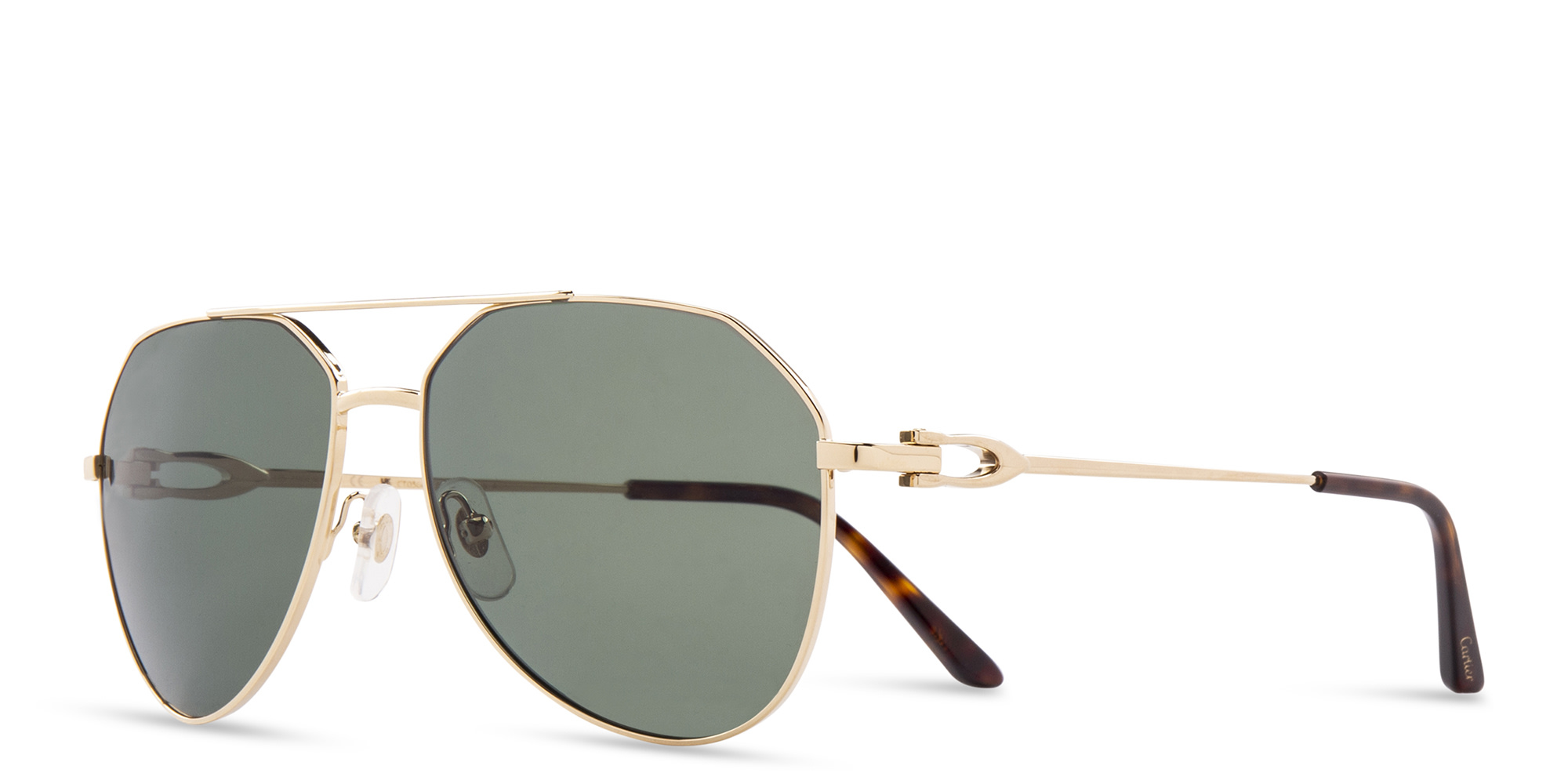 Shop Cartier Signature C de Cartier Pilot Sunglasses in Gold online.
