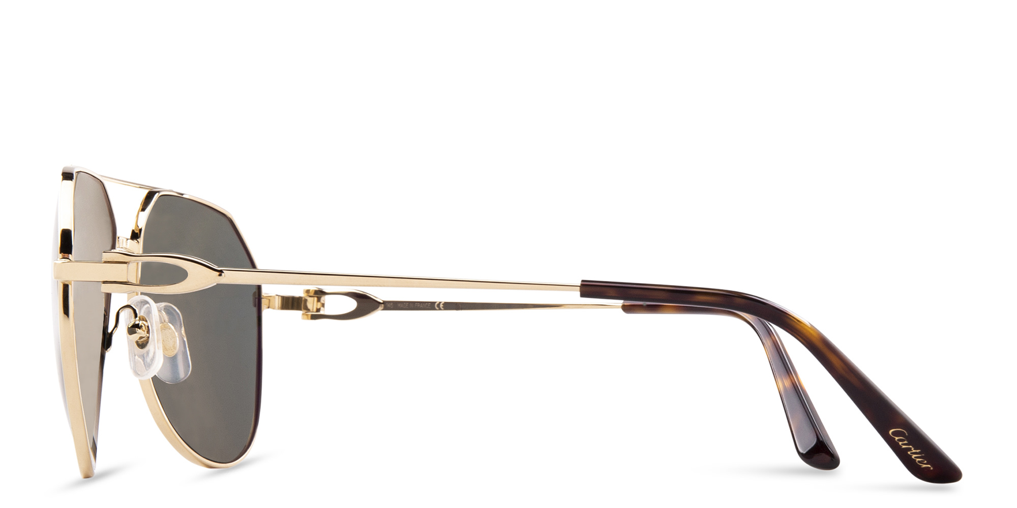 Shop Cartier Signature C de Cartier Pilot Sunglasses in Gold online.