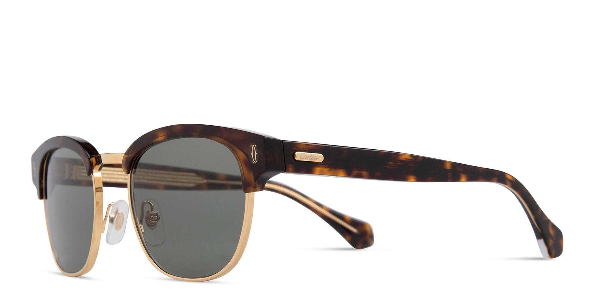 Shop Cartier Signature 'C'de Cartier Square Sunglasses in Havana online.