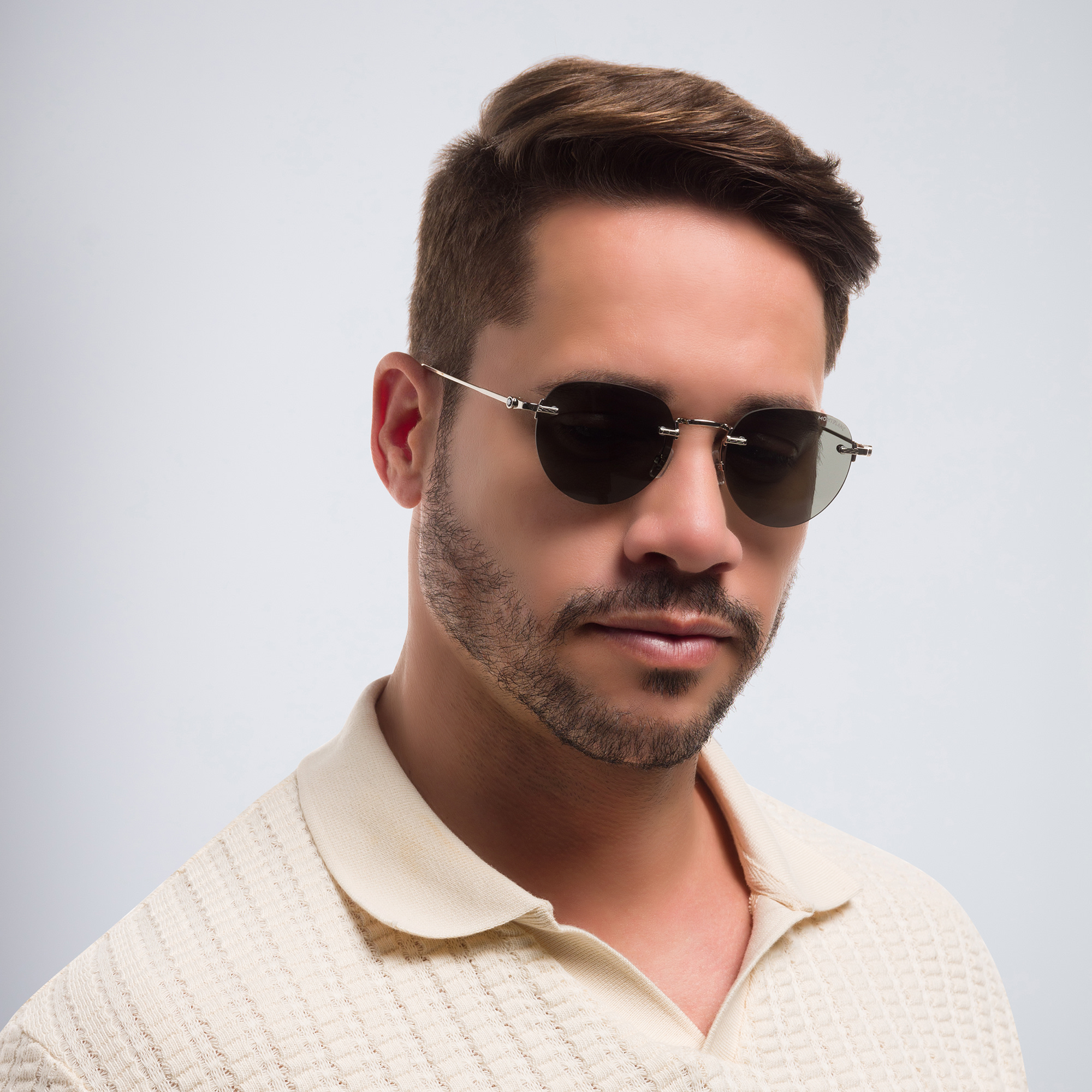 MONTBLANC Rimless Round Sunglasses in Silver – Product Photo 6