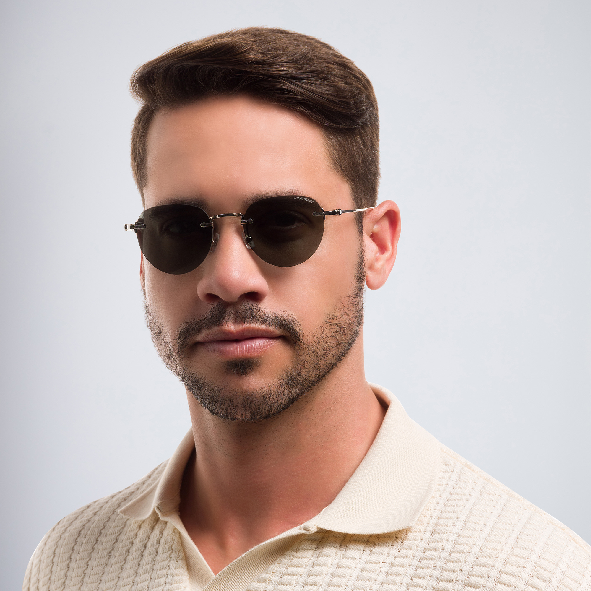 MONTBLANC Rimless Round Sunglasses in Silver – Product Photo 7