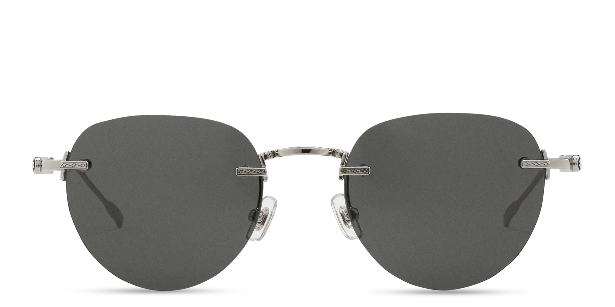 MONTBLANC Rimless Round Sunglasses in Silver – Product Photo 1