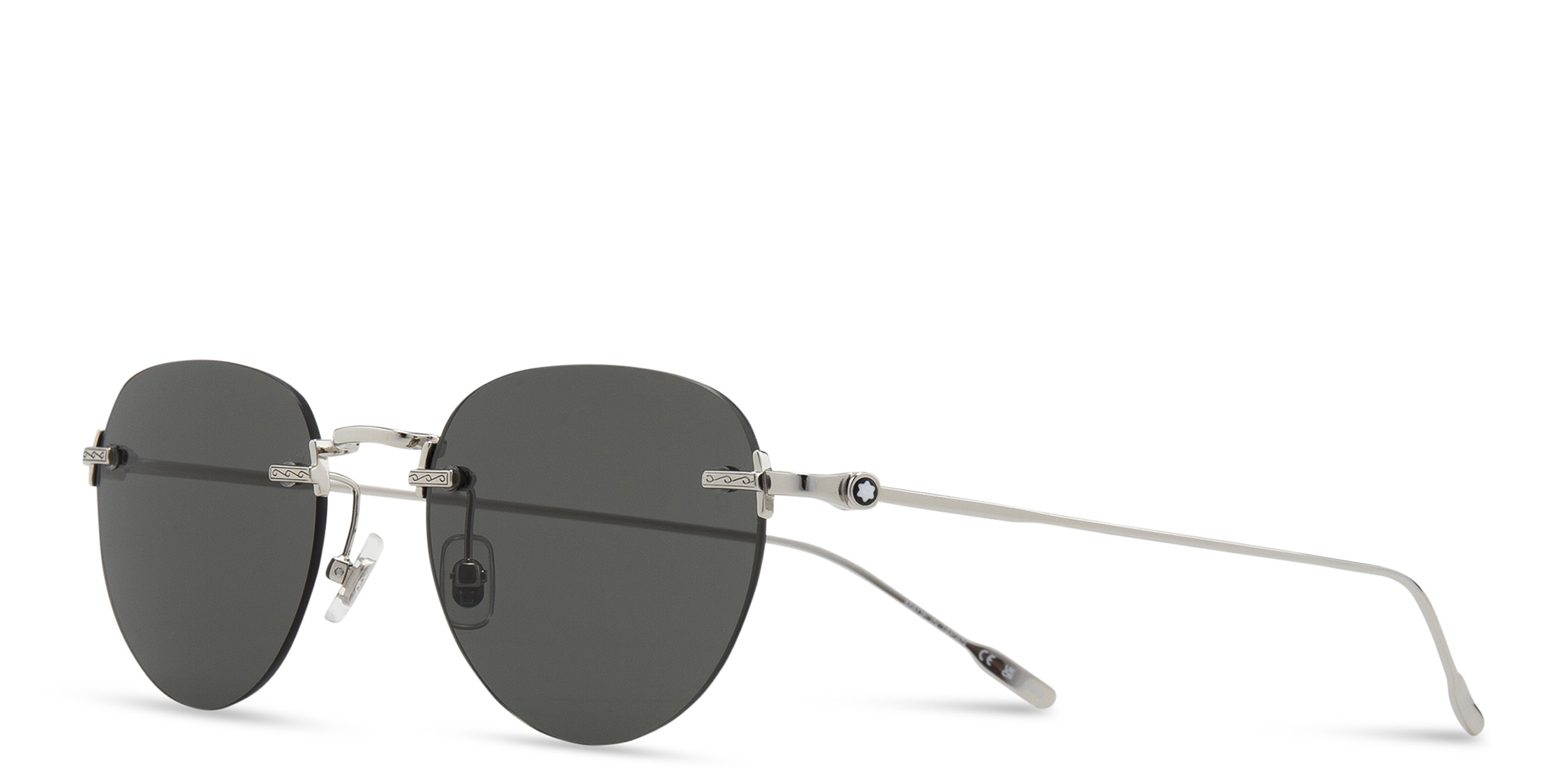 MONTBLANC Rimless Round Sunglasses in Silver – Product Photo 4