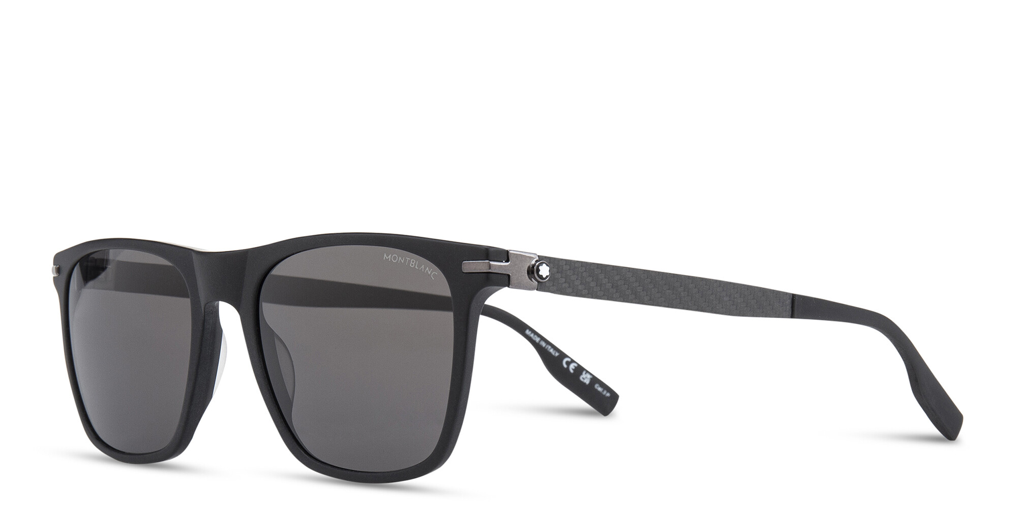 Shop MONTBLANC Rectangle Sunglasses in Black online.