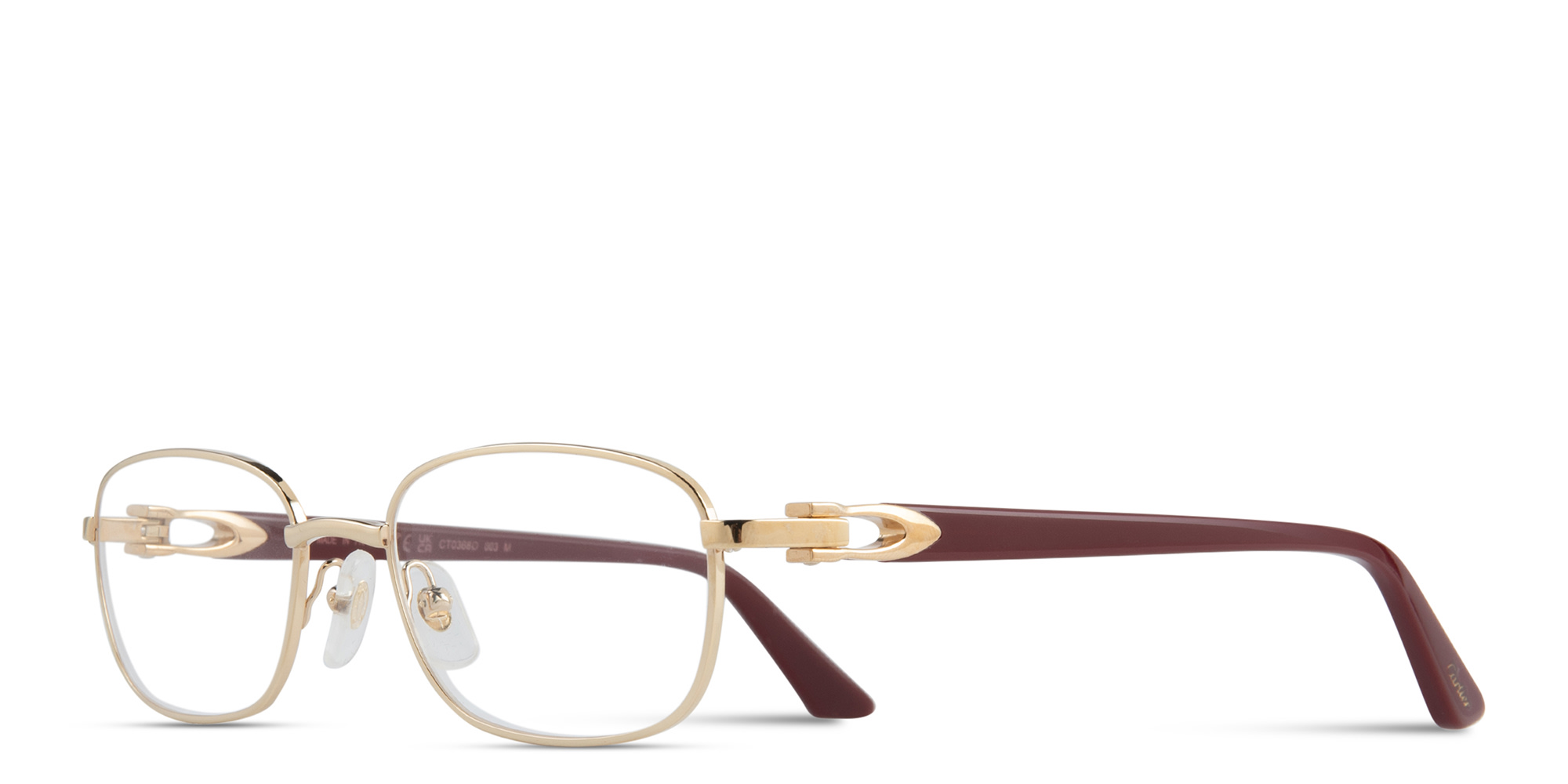 Shop Cartier Signature 'C'de Cartier Rectangle Eyeglasses in Gold online.