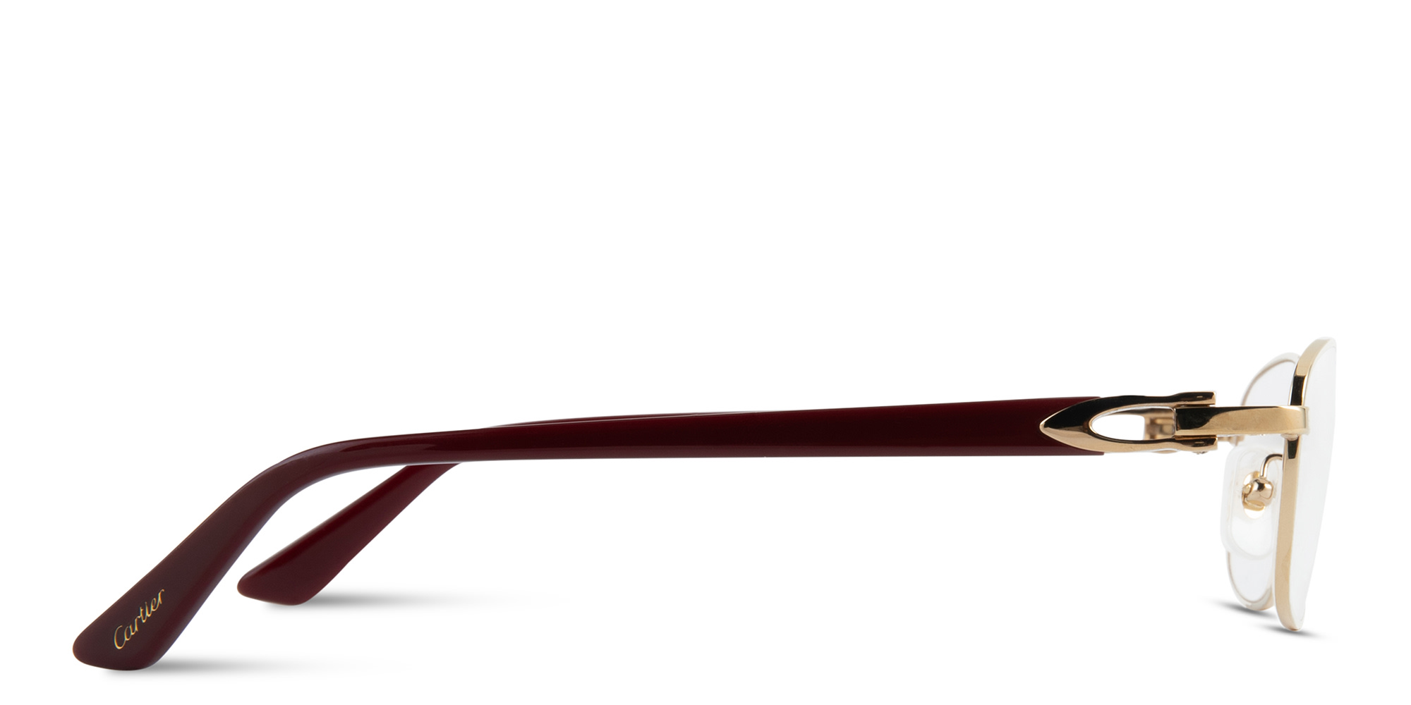 Shop Cartier Signature 'C'de Cartier Rectangle Eyeglasses in Gold online.