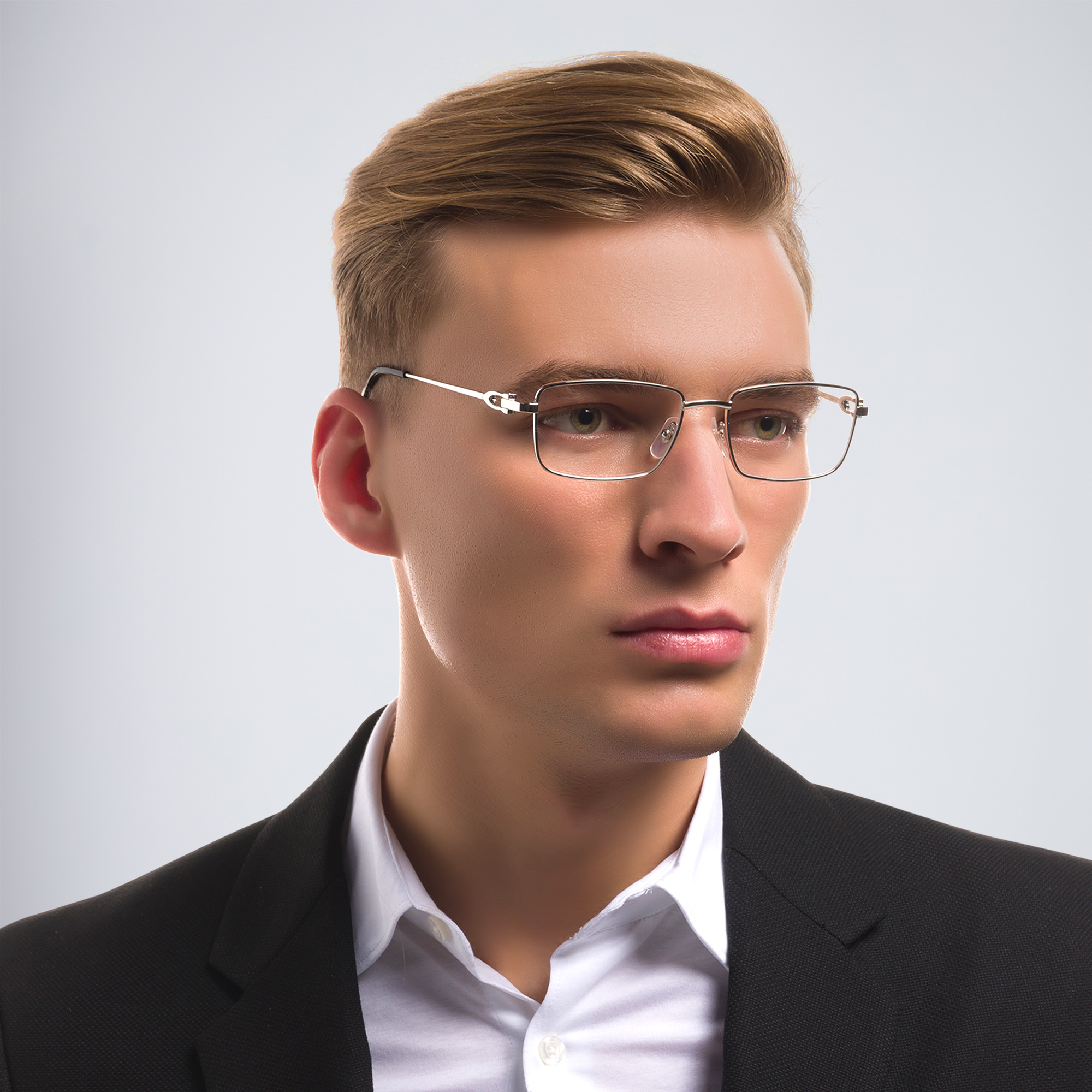 Shop Cartier Signature 'C'de Cartier Rectangle Eyeglasses in Silver online.