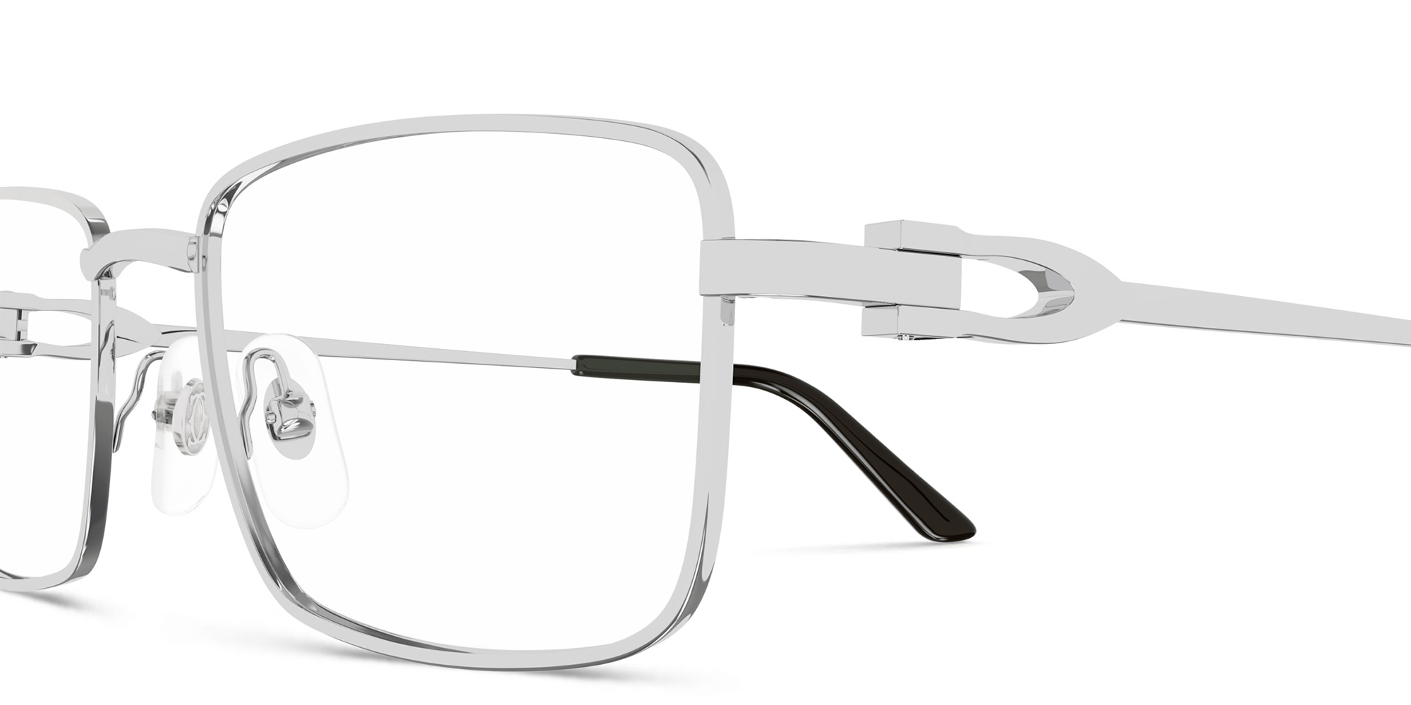 Shop Cartier Signature 'C'de Cartier Rectangle Eyeglasses in Silver online.