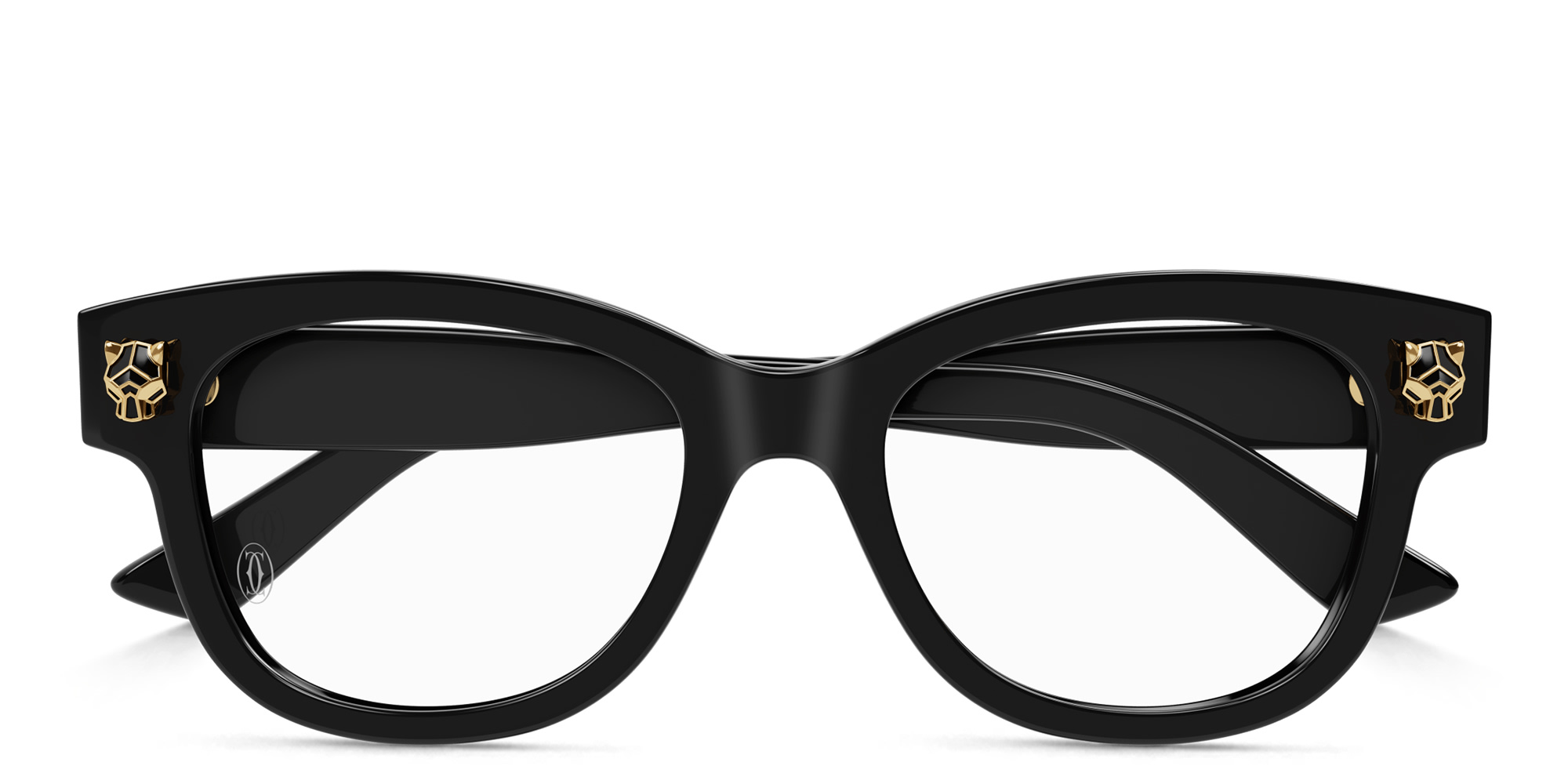 Shop Cartier Panthère de Cartier Square Eyeglasses in Black online.