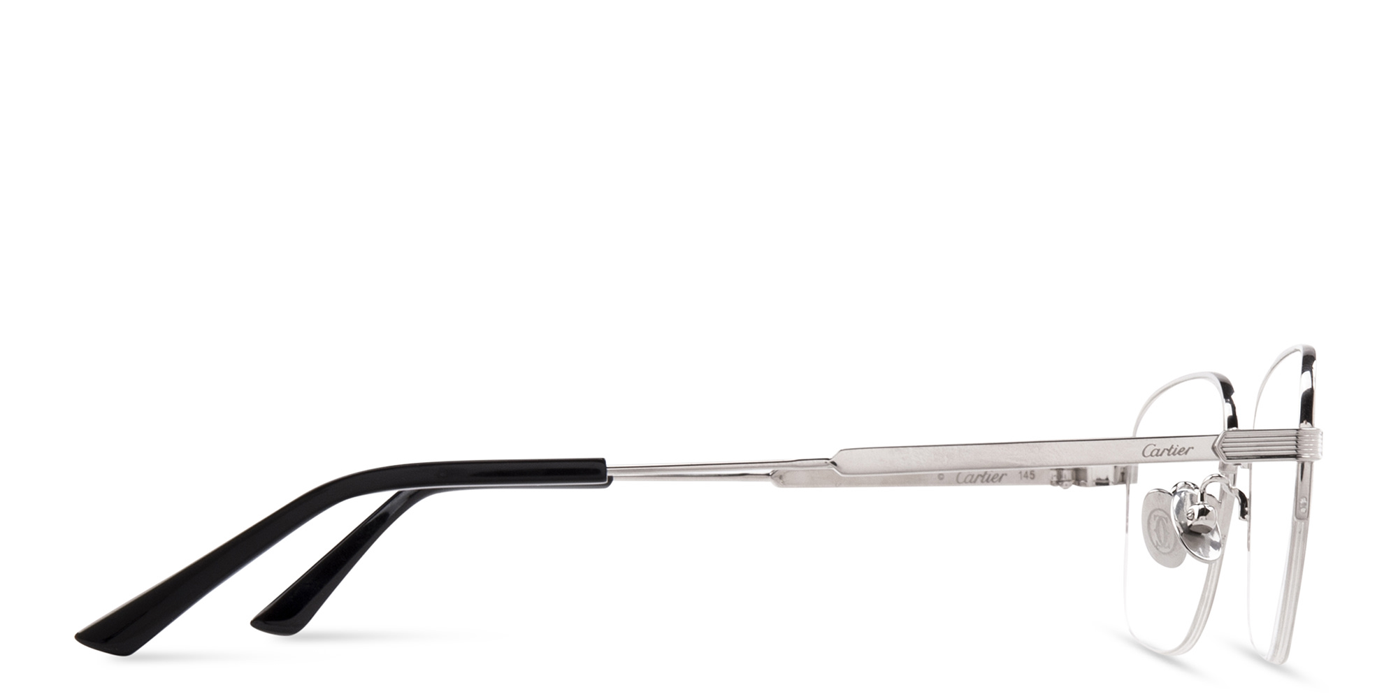 Cartier Signature 'C'de Cartier Rectangle Eyeglasses in Silver – Product Photo 4