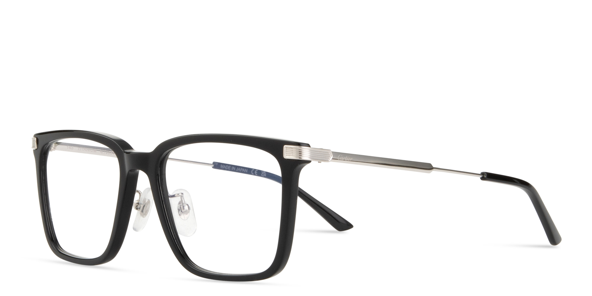 Shop Cartier Première de Cartier Square Eyeglasses in Black online.