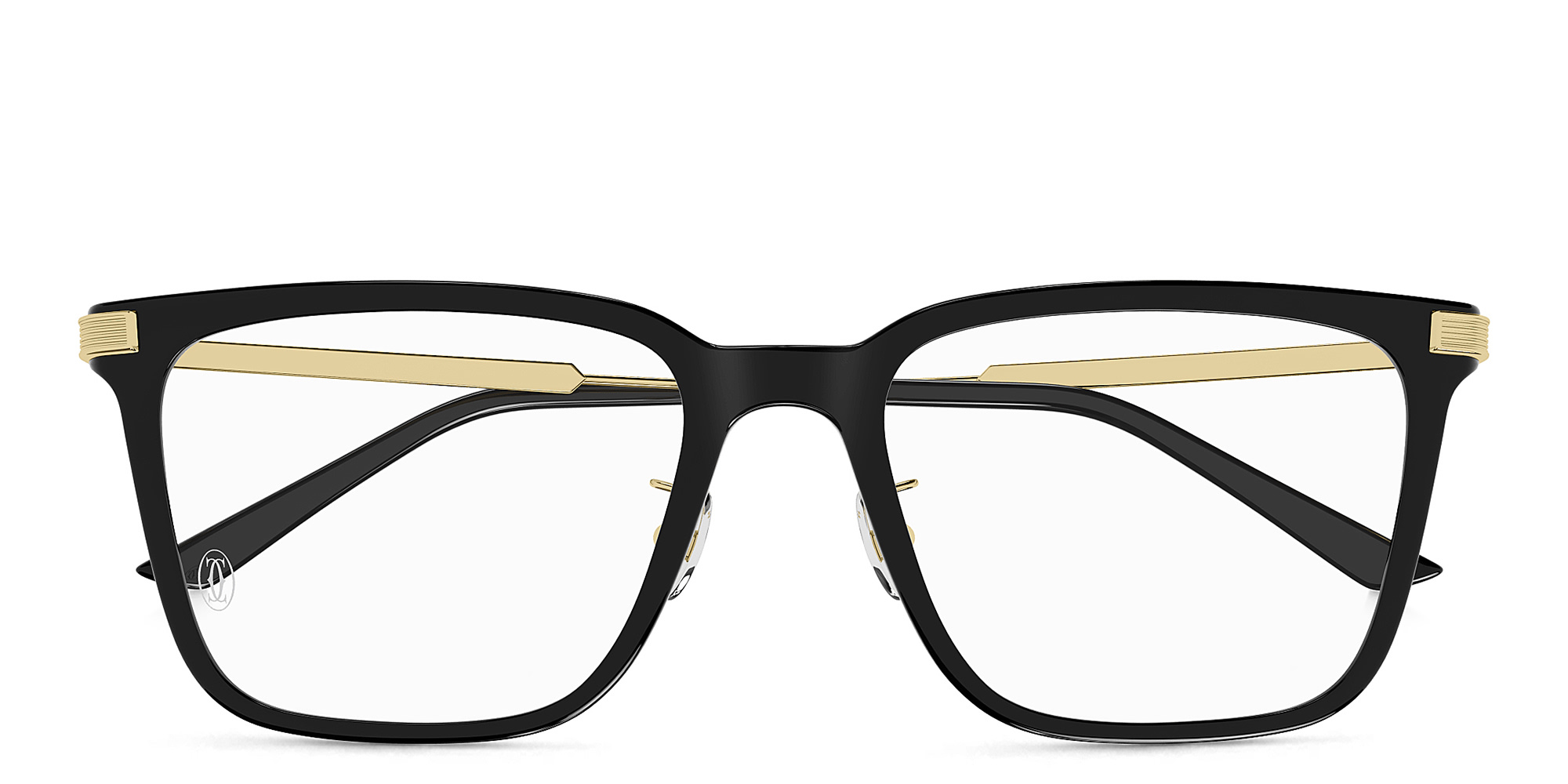 Shop Cartier C'de Cartier Square Eyeglasses in Black Gold online.