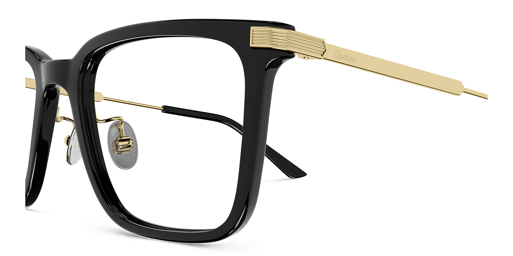Shop Cartier C'de Cartier Square Eyeglasses in Black Gold online.