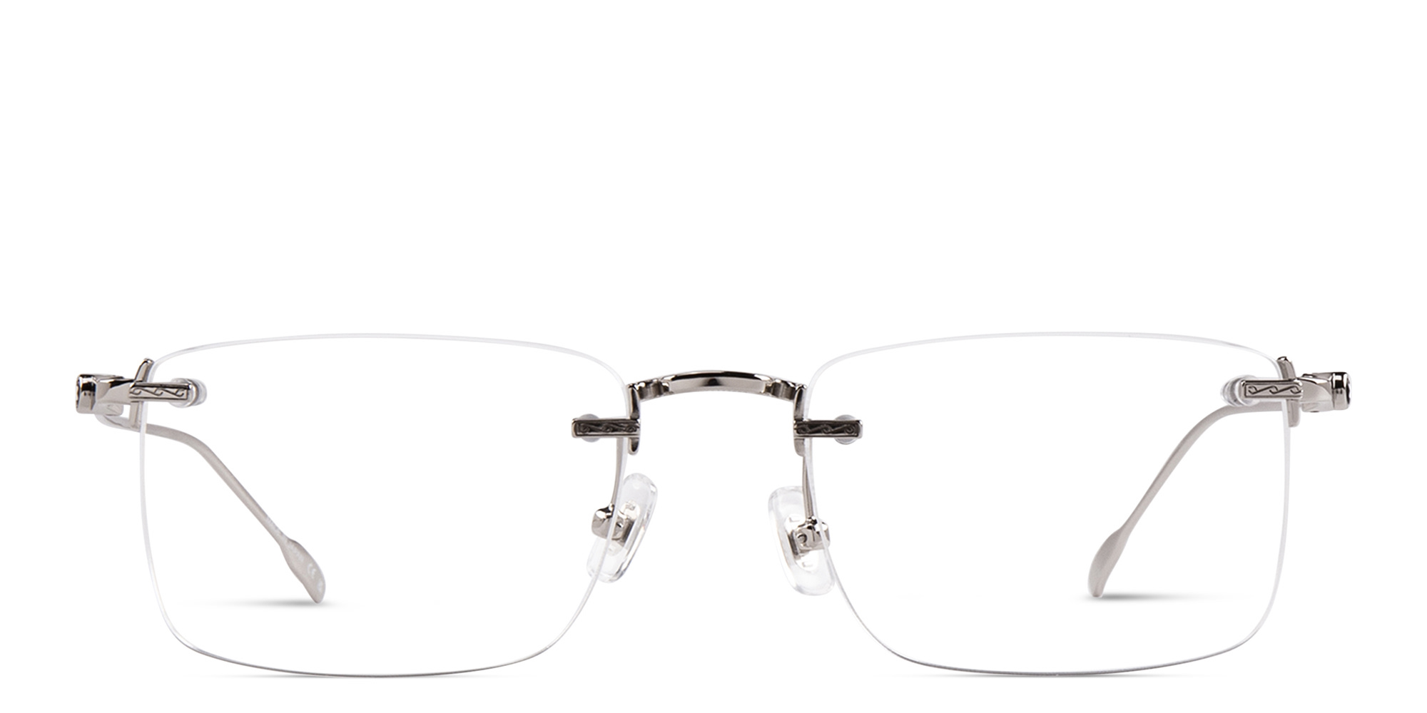 Shop MONTBLANC Rimless Rectangle Eyeglasses in Silver online.