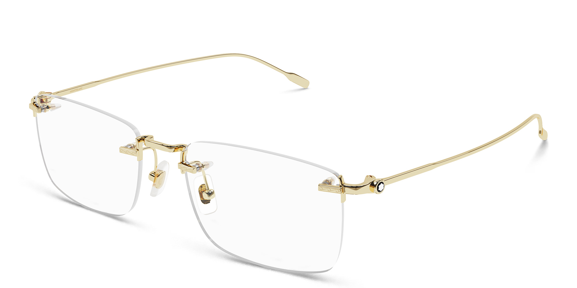 نظارات طبية مستطيلة بدون إطار من مونت بلانك بلون ذهبي - صورة المنتج 1