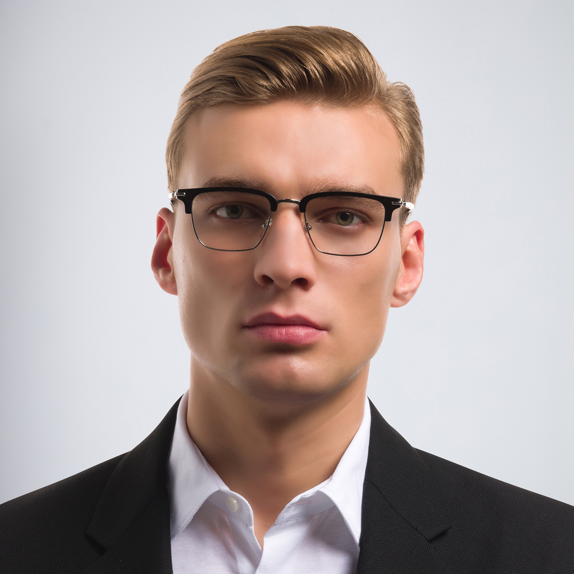 Shop MONTBLANC Square Eyeglasses in Black & Silver online.