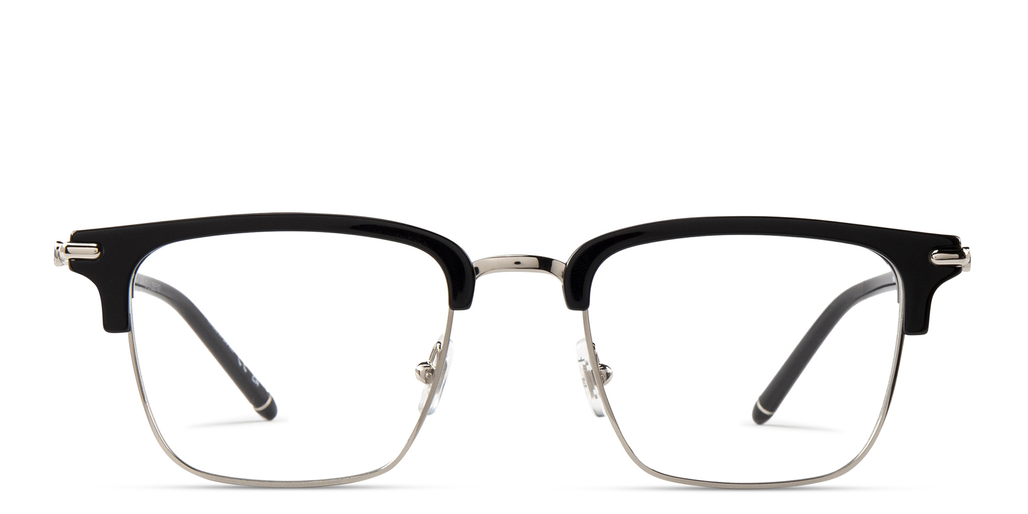Shop MONTBLANC Square Eyeglasses in Black & Silver online.