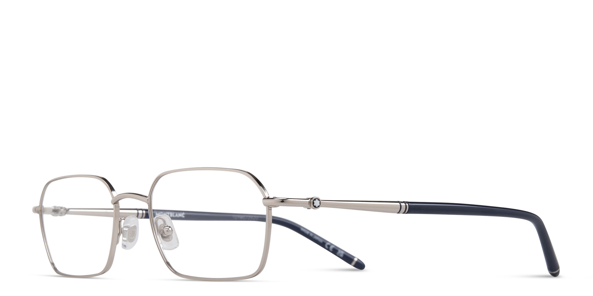 Shop MONTBLANC Rectangle Eyeglasses in Silver online.
