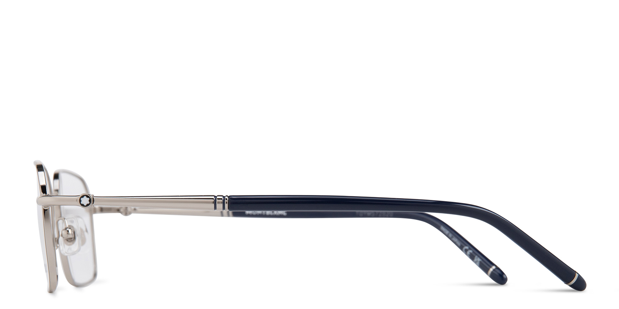 Shop MONTBLANC Rectangle Eyeglasses in Silver online.