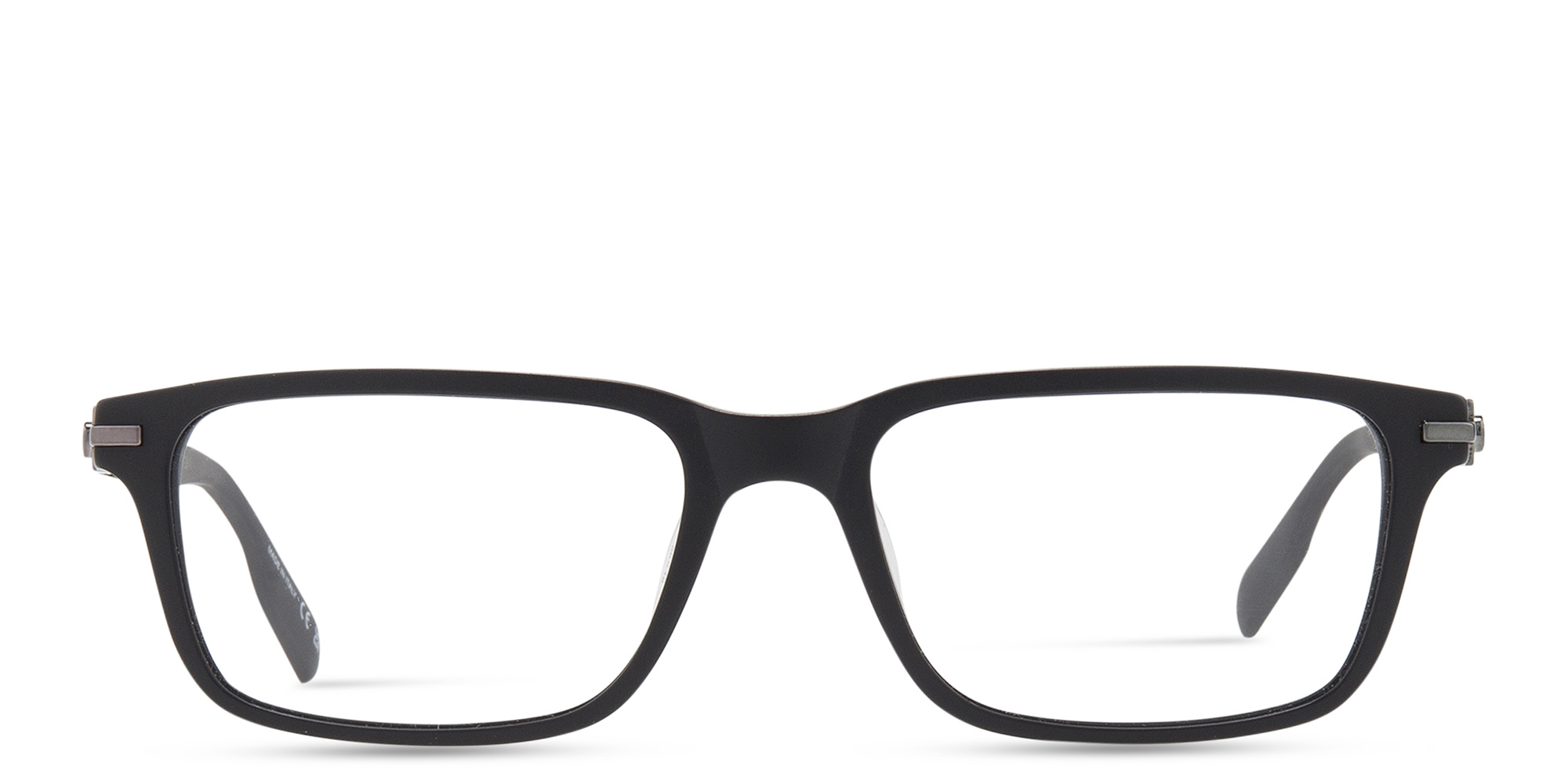 Shop MONTBLANC Wide Rectangle Eyeglasses in Black online.