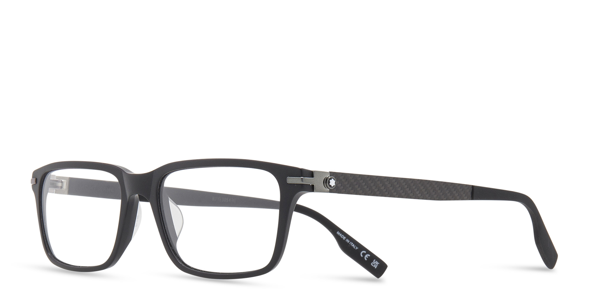 Shop MONTBLANC Wide Rectangle Eyeglasses in Black online.