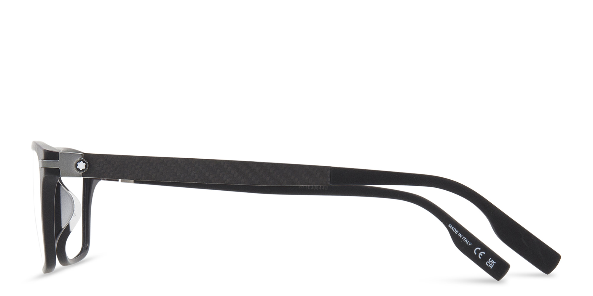 Shop MONTBLANC Wide Rectangle Eyeglasses in Black online.