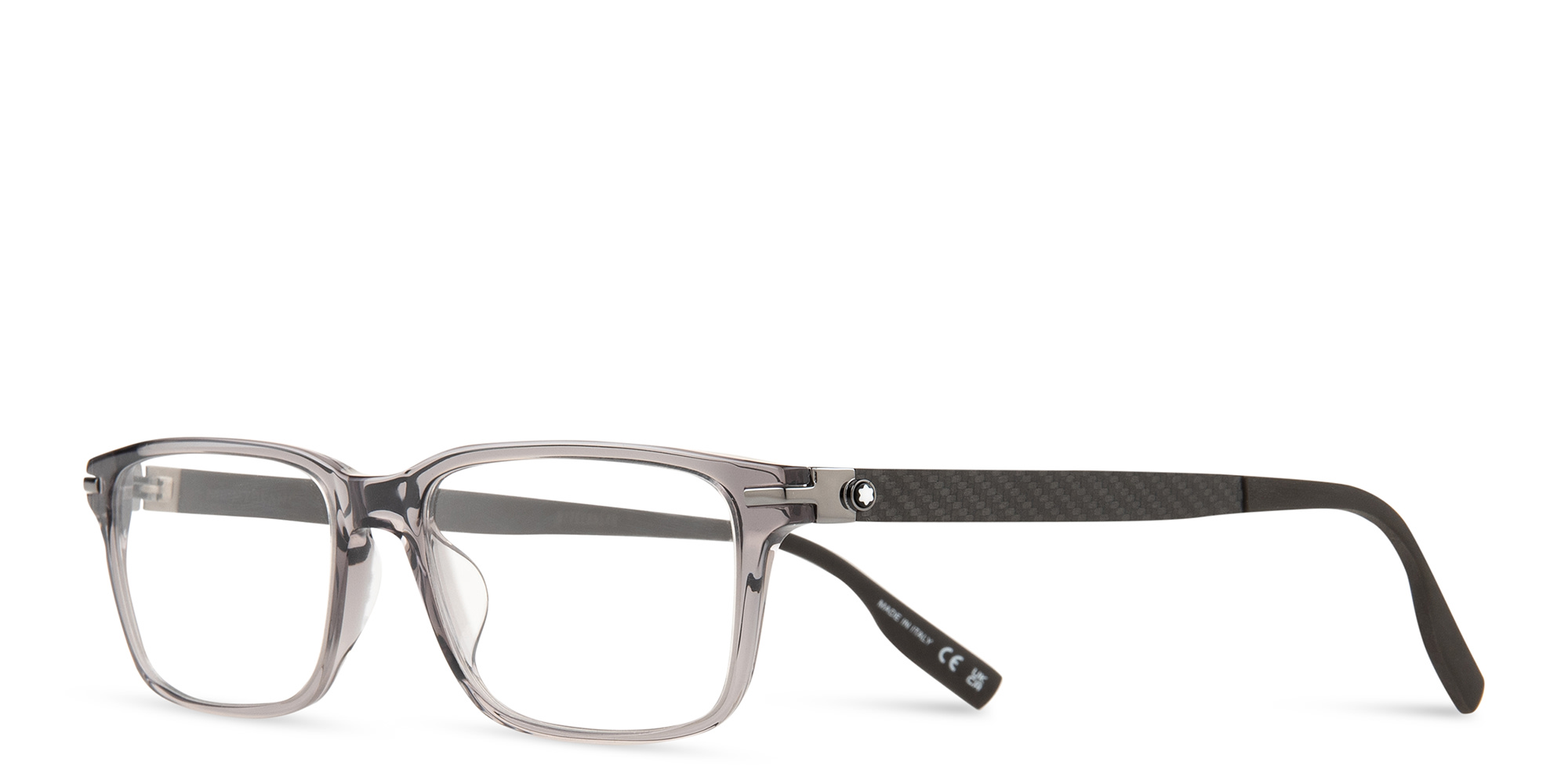 Shop MONTBLANC Wide Rectangle Eyeglasses in Grey online.