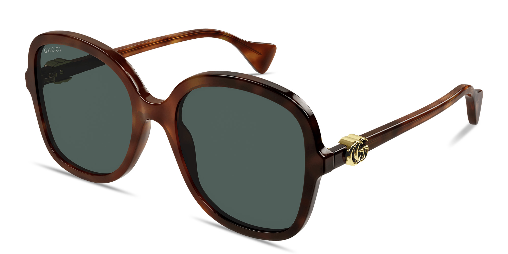 Shop GUCCI GG Logo Oversized Butterfly Sunglasses in Havana online.