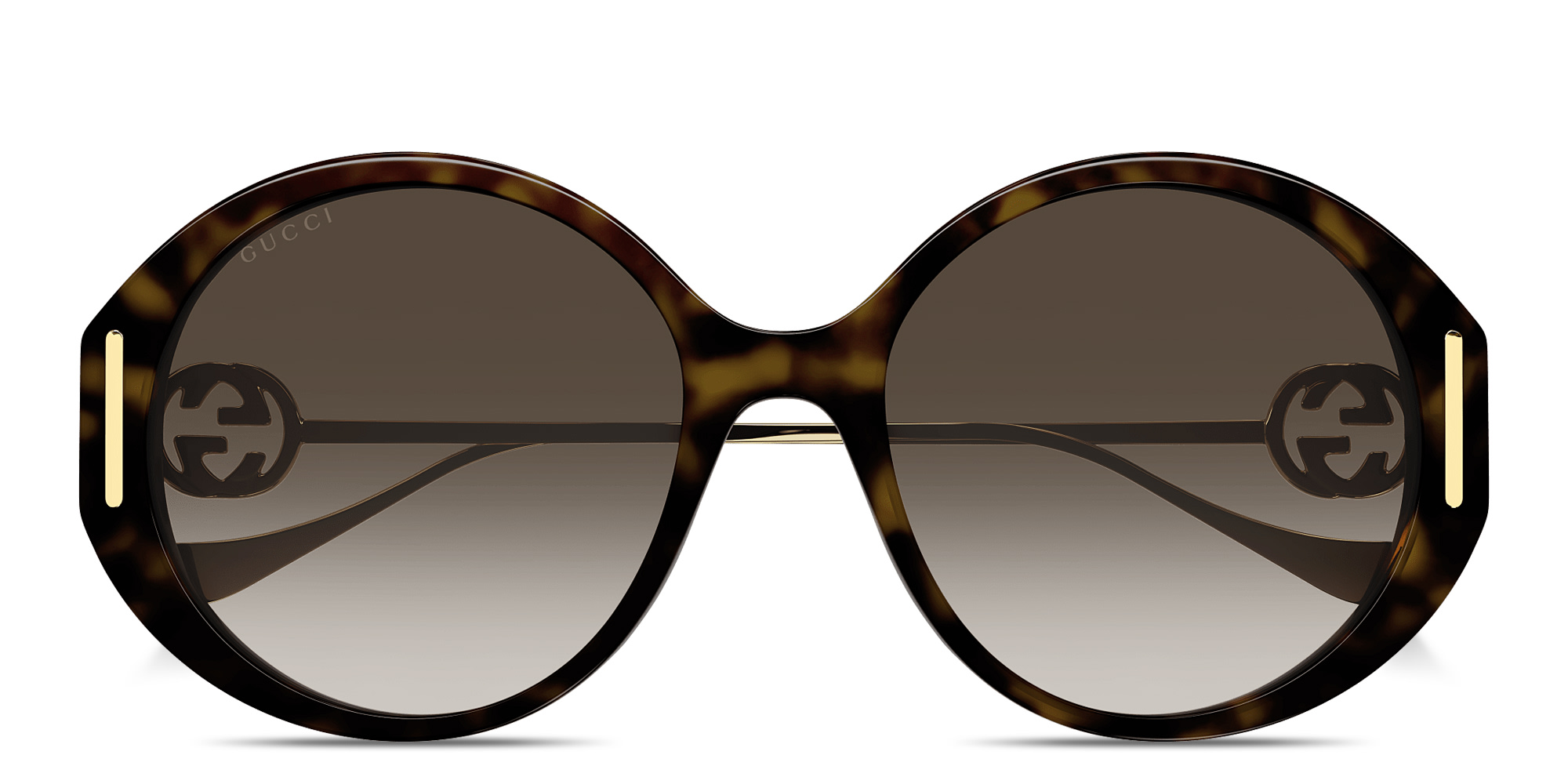 Shop GUCCI Interlocking G Oversized Round Sunglasses in Havana online.