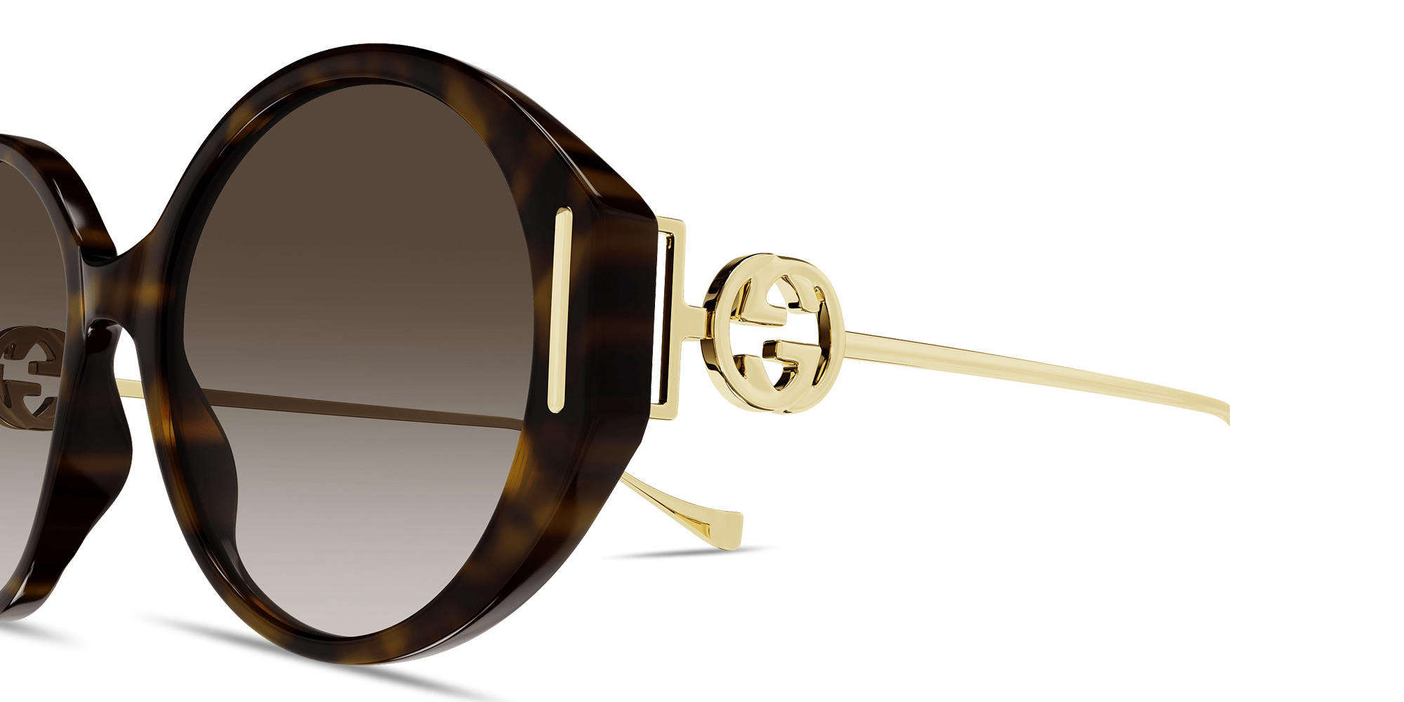 Shop GUCCI Interlocking G Oversized Round Sunglasses in Havana online.