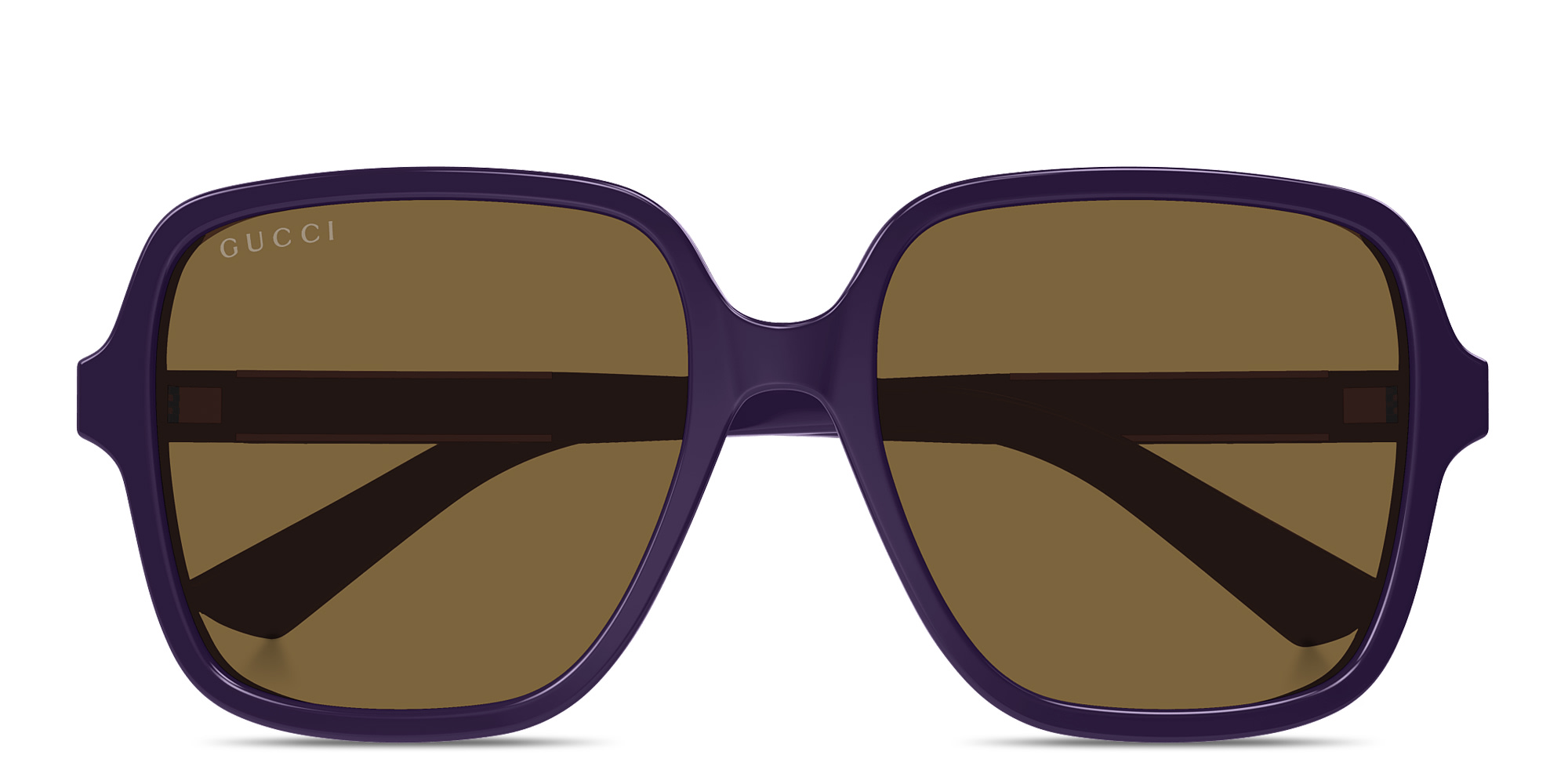 Shop GUCCI Lettering Oversized Square Sunglasses in Purple online.