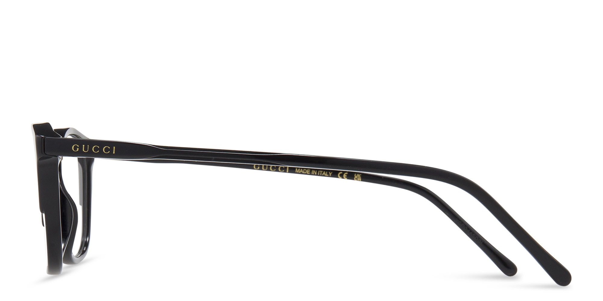 Shop GUCCI Rectangle Eyeglasses in Black online.