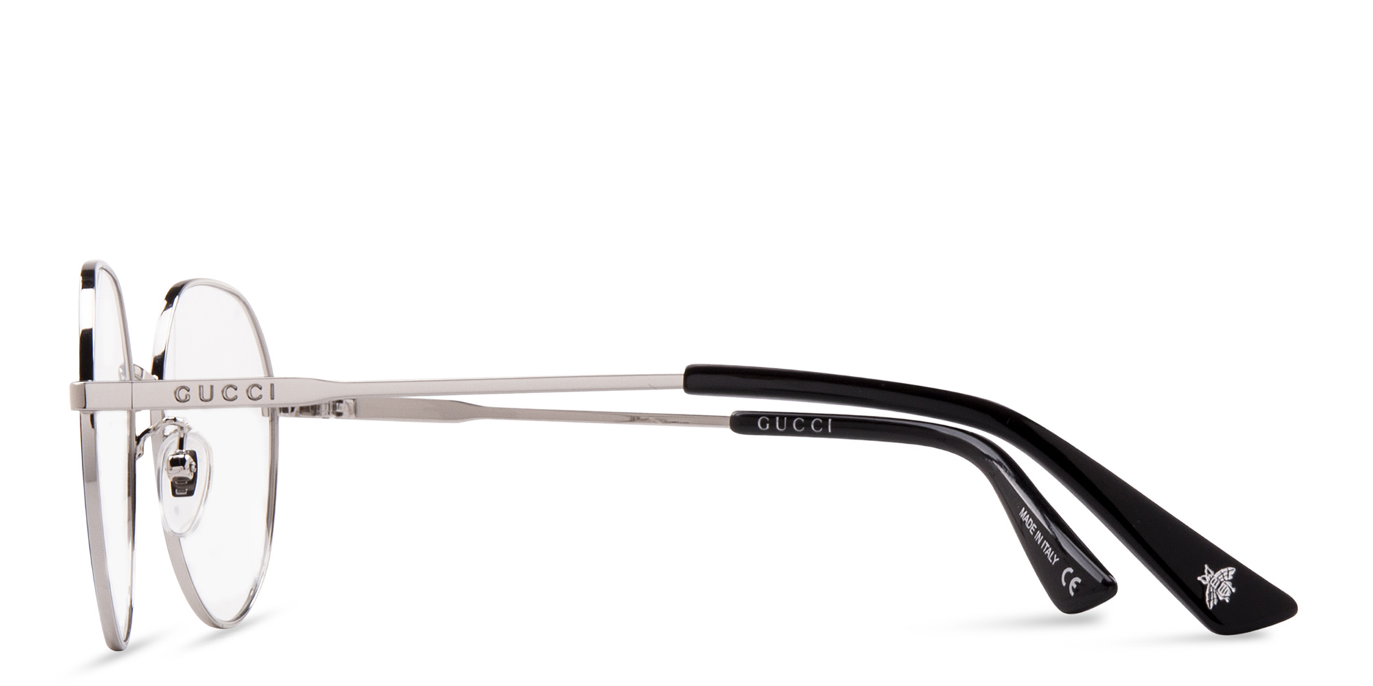 Shop GUCCI Round Eyeglasses in Black online.
