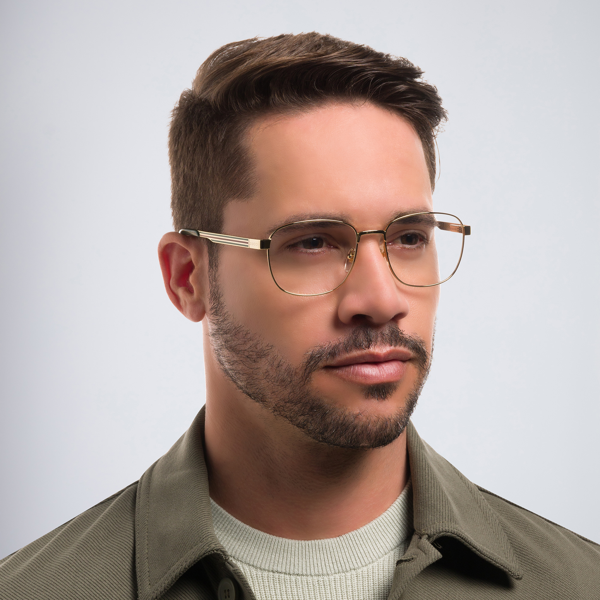 GUCCI Wide Square Eyeglasses in Gold – Product Photo 5