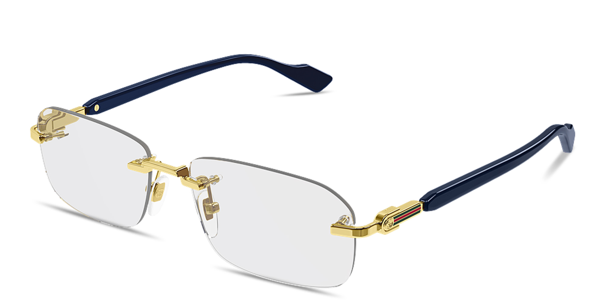 GUCCI Web Wide Rimless Rectangle Eyeglasses in Gold – Product Photo 2
