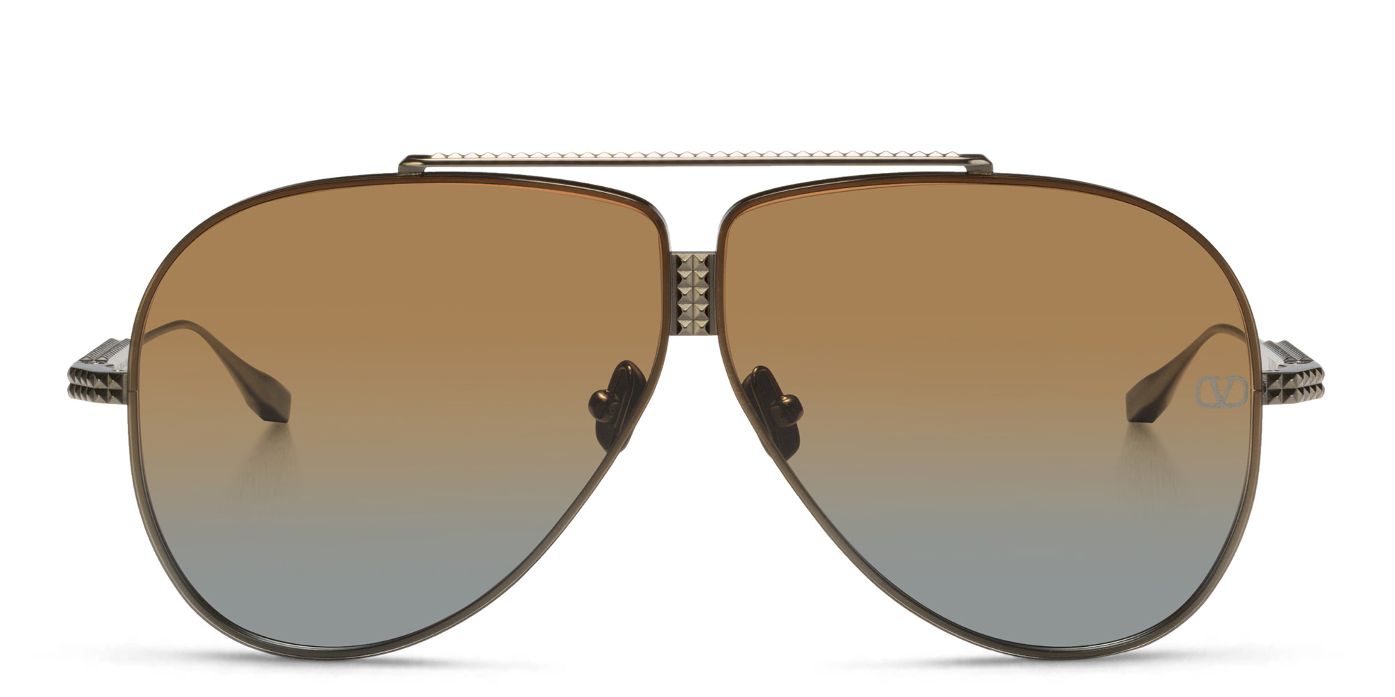 Shop VALENTINO Unisex Aviator Sunglasses in Black online.